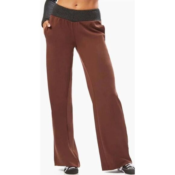 WeWoreWhat Brown Twill Wide Leg Low Rise Pants Trousers Womens Sz S 33” Inseam - Picture 7 of 8